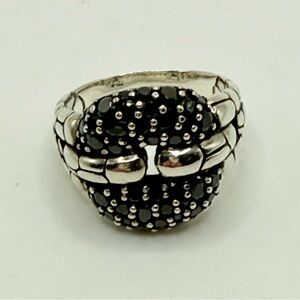 John Hardy Kali Collection double-cluster black sapphire signed ring 8.5